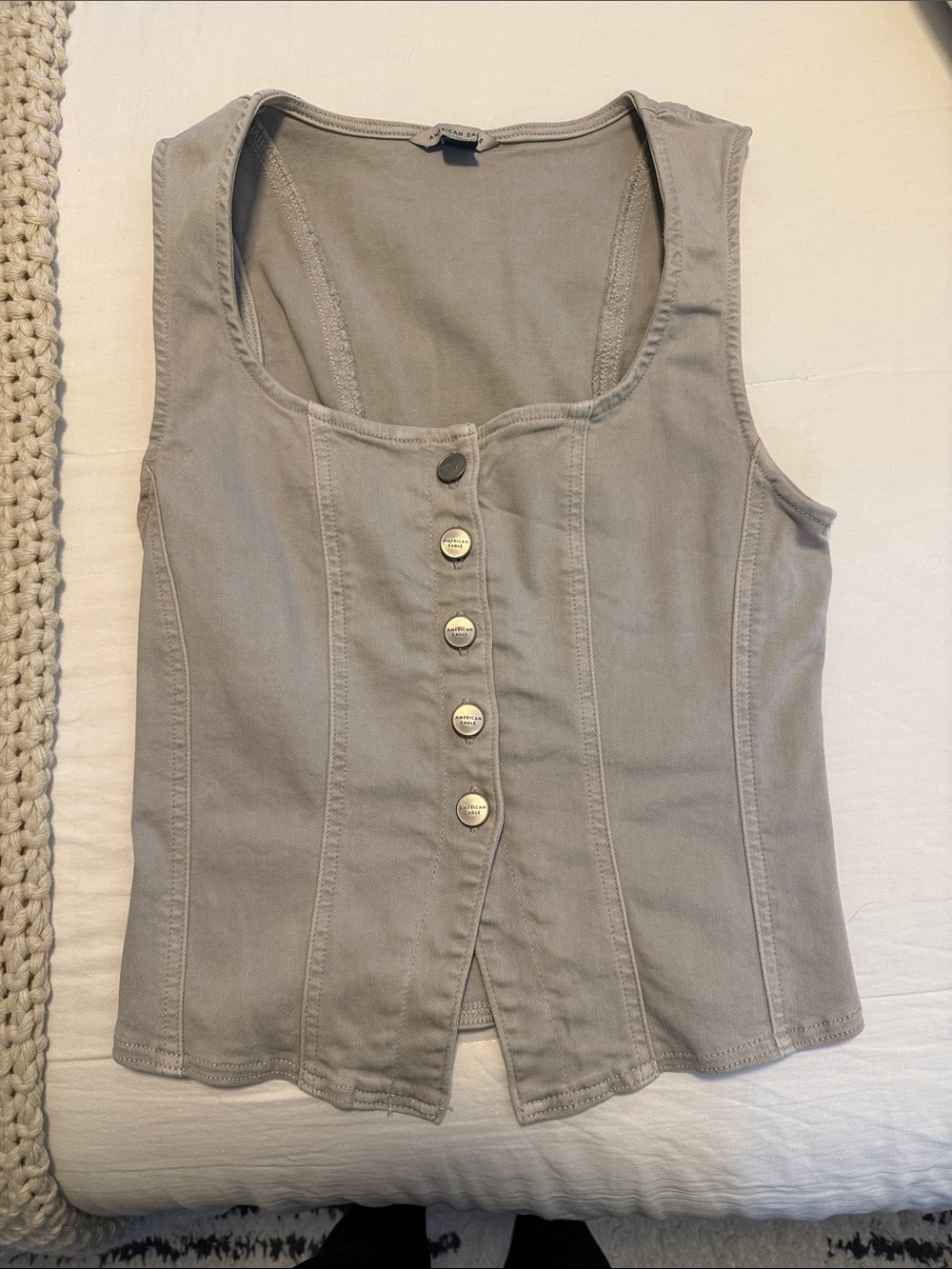 AE Denim Corset Vest in Light Gray